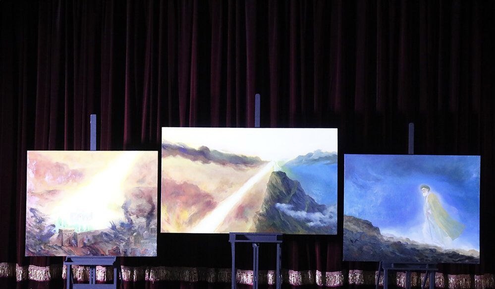 رونمایی از تابلوی «انصارالله» عبدالحمید قدیریان/ منطق قرآن هدایت با نور است