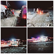 برخورد اتوبوس با کامیون در محور سربیشه_نهبندان