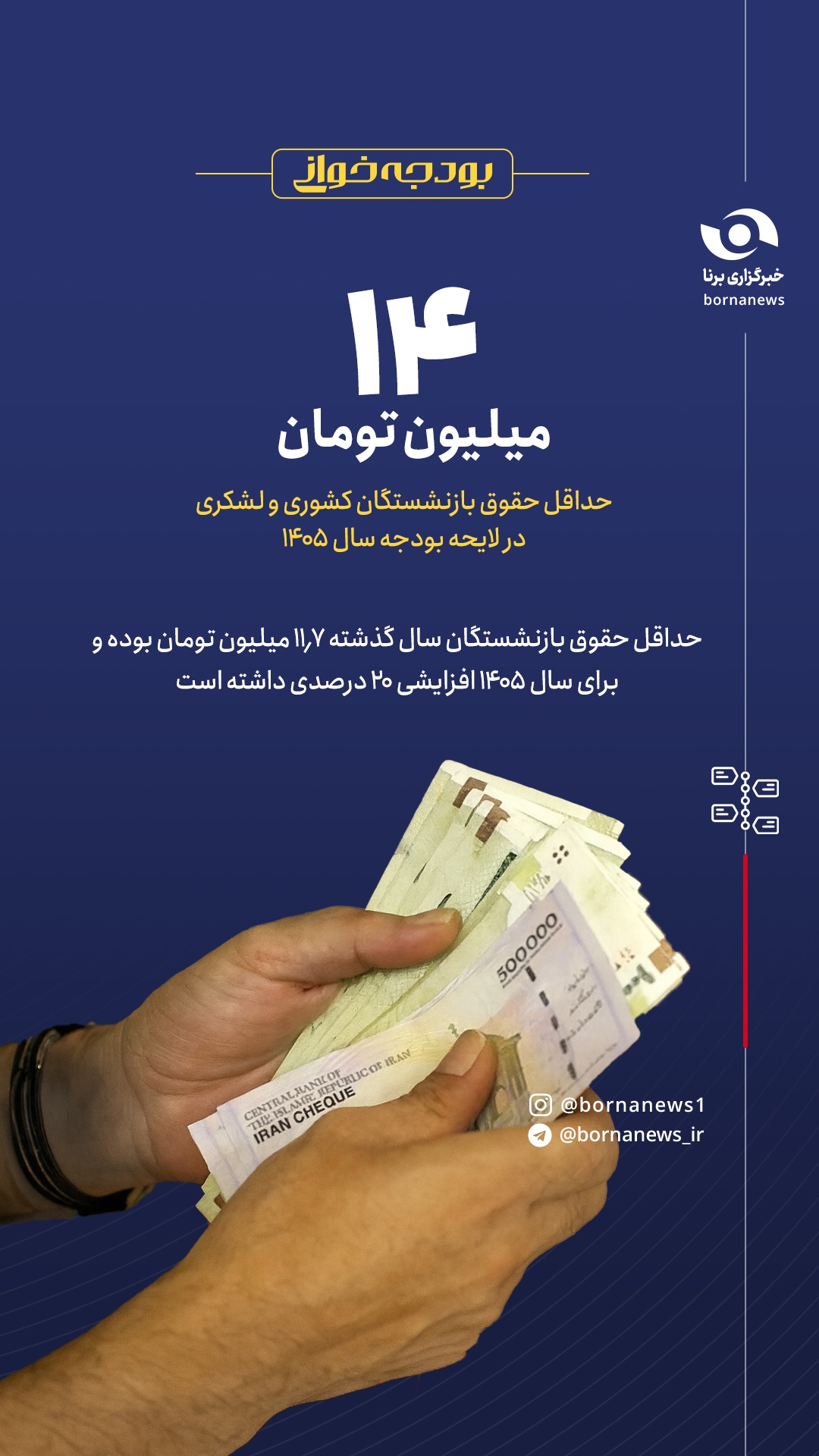 اینفوبرنا/ حداقل حقوق بازنشستگان کشوری و لشکری در لایحه بودجه سال ۱۴۰۵ چقدر است؟