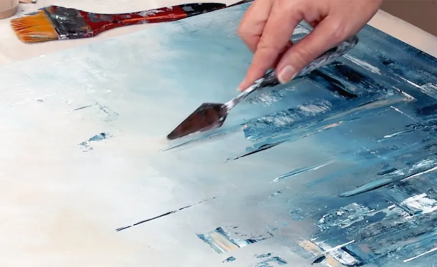 نقاشی با کاردک روی بوم نقاشی با کاردک روی بوم