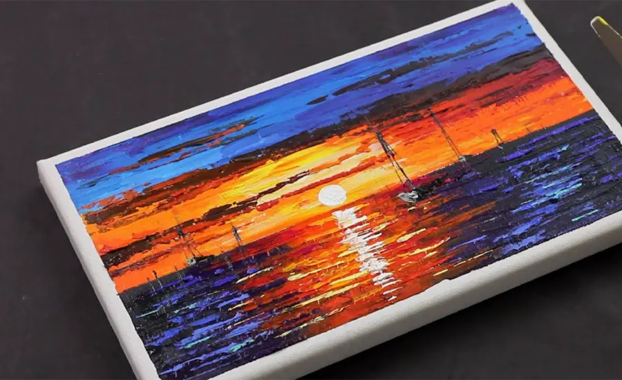 نقاشی با کاردک روی بوم نقاشی با کاردک روی بوم