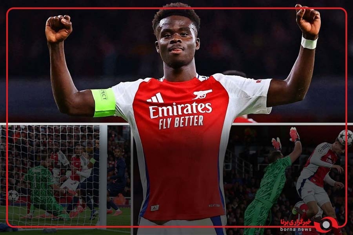 گل اول آرسنال به پاری‌سن‌ژرمن توسط ساکا در دقیقۀ ۷۶