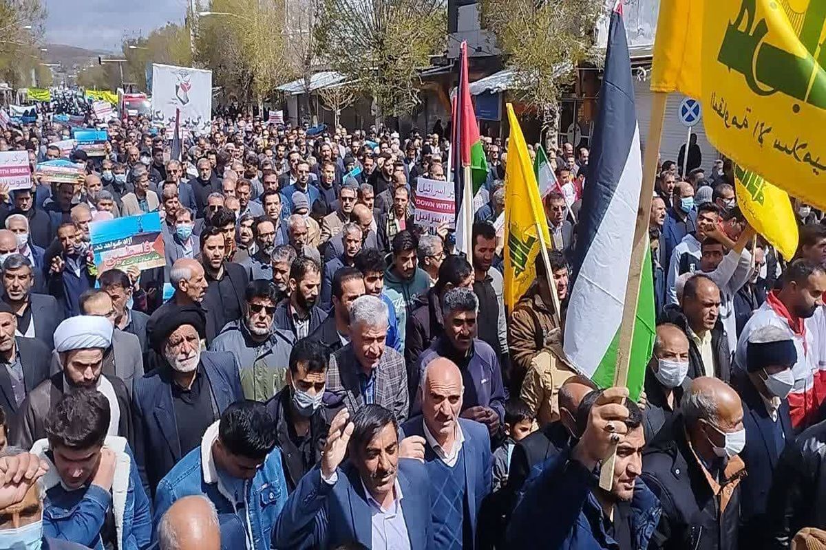 راهپیمایی مردم لرستان در محکومیت حمله جنایت کارانه رژیم صهیونیستی برگزار می شود