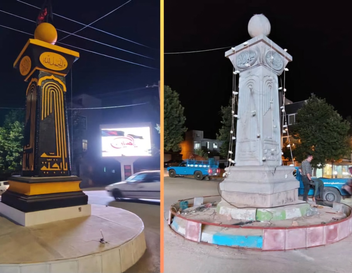 اقدام جالب و جدید شهردار سی سخت در زیبا سازی و مبلمان شهری /رنگ آمیزی و نورپردازی میدان الله سی سخت