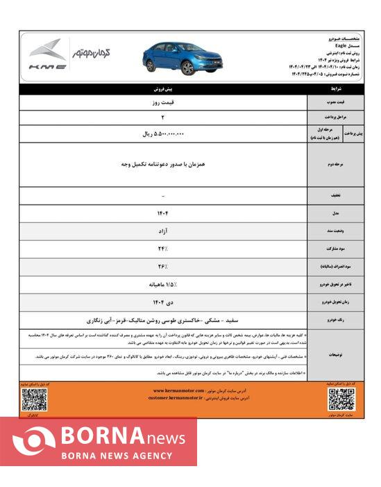 فرصت محدود برای ثبت نام سه محصول کرمان موتور؛ تنها تا ۳۱ تیر ماه