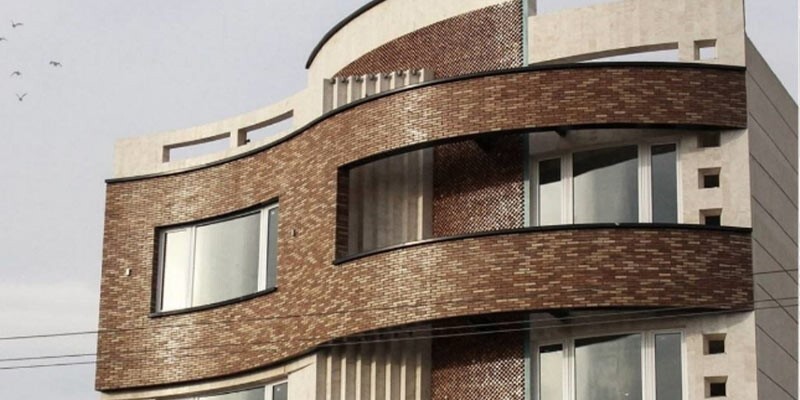 نمای سنگ و آجر قرمز