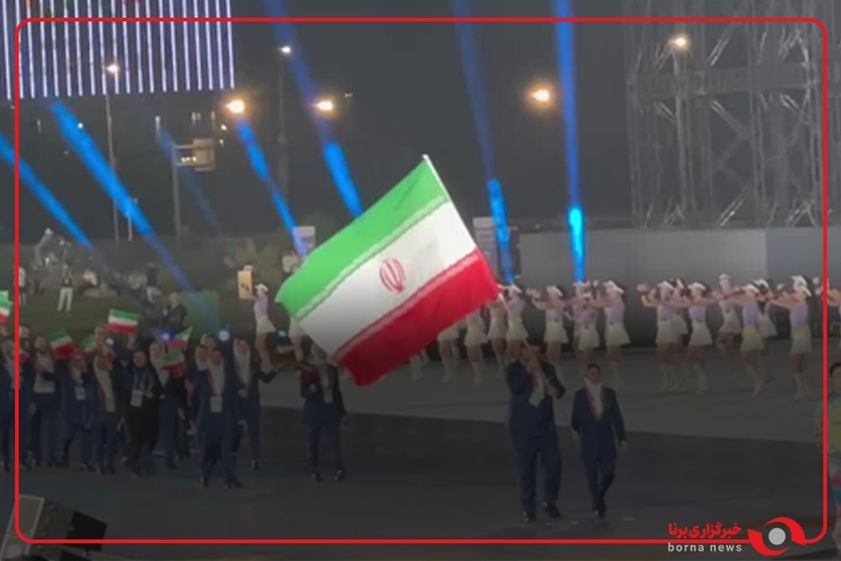 رژه کاروان جمهوری اسلامی با نام کاروان وفاق در مراسم افتتاحیه دوازدهمین دوره بازی‌های جهانی چنگدو چین