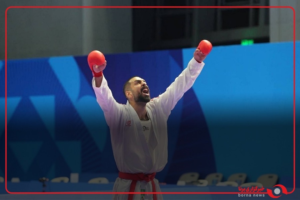 تصاویری از اهدای مدال به صالح اباذری ملی‌پوش کاراته ایران در مسابقات جهانی چنگدو
