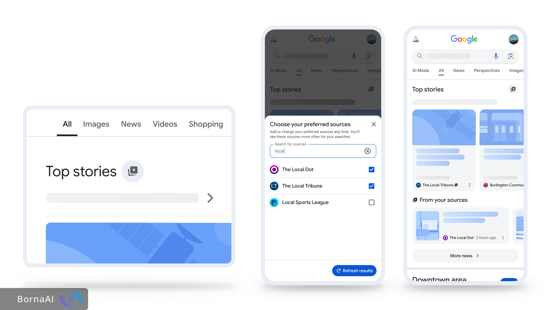 گوگل امکان انتخاب منابع موردعلاقه در جست‌و‌جو را فراهم می‌کند