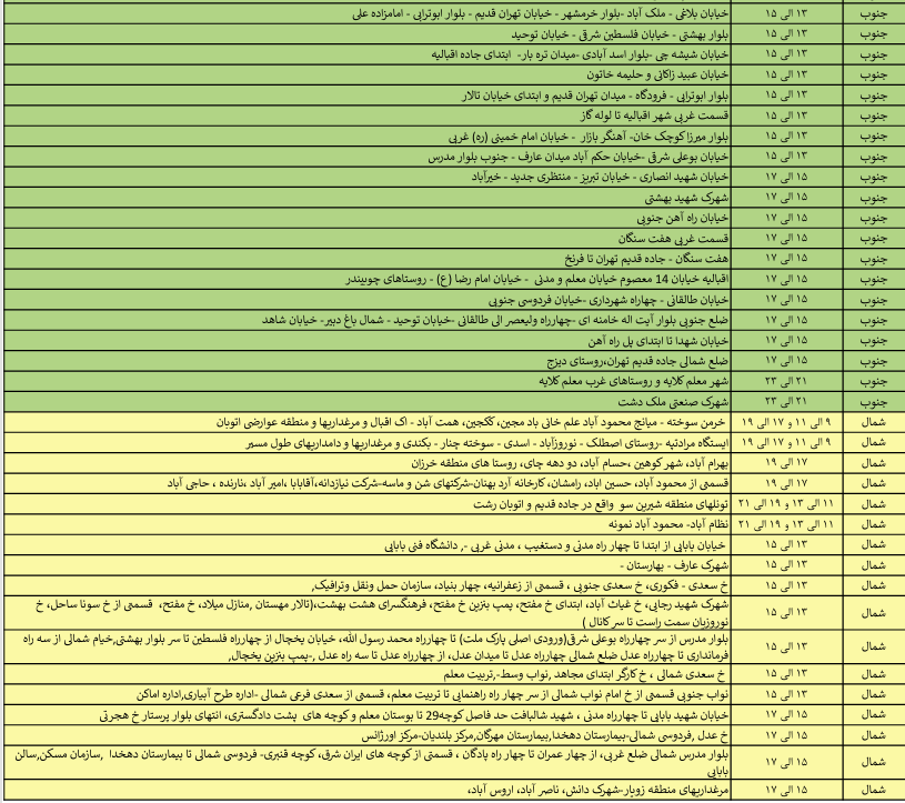 جدول خاموشی های روز جمعه 14 شهریور در استان قزوین اعلام شد
