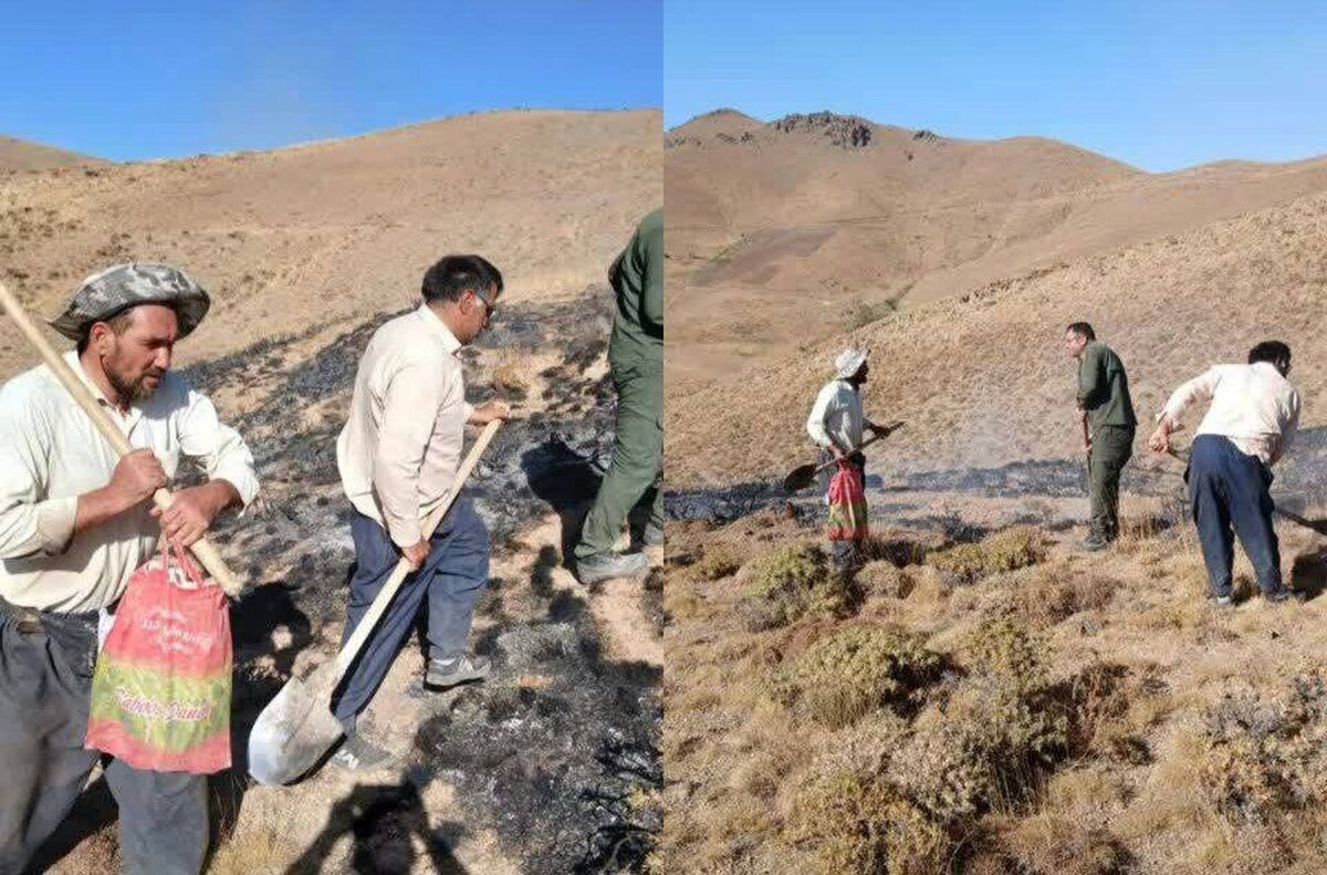 مهار آتش‌سوزی در ارتفاعات کوهستانی زرنان