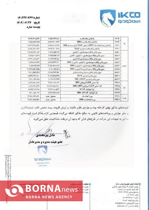 قیمت جدید محصولات ایران خودرو اعلام شد قیمت جدید محصولات ایران خودرو اعلام شد
