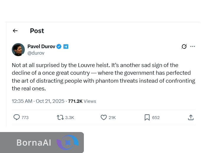 مالک تلگرام خریدار جواهرات سرقتی موزه لوور شد