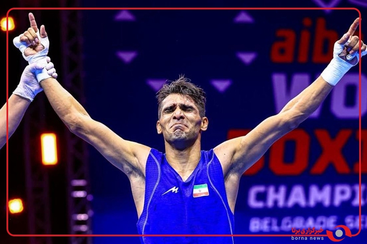 لحظه اعلام پیروزی دانیال شه‌بخش مقابل بوکسور قرقیزستان