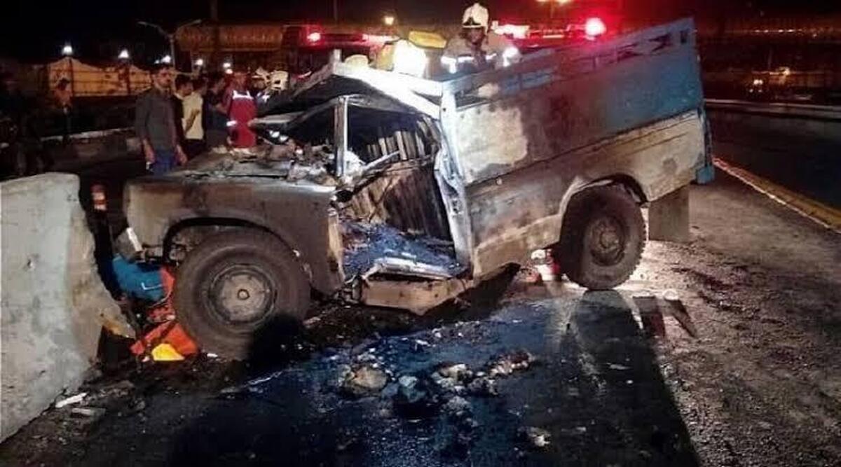 آتش‌سوزی پس از واژگونی خودروی سوخت قاچاق در بندرعباس