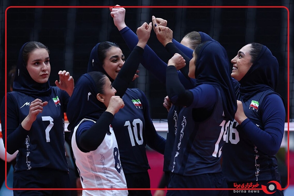 شادی دختران والیبال پس از کسب مدال برنز