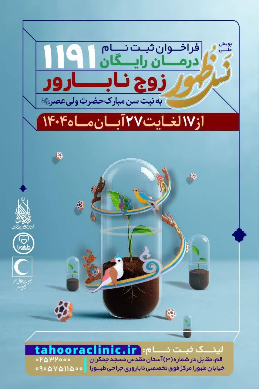 آغاز ثبت‌نام پویش ملی «نسل ظهور» در مسجد جمکران / درمان ۱۱۹۱ زوج نابارور به نیت سن مبارک امام زمان(عج) 