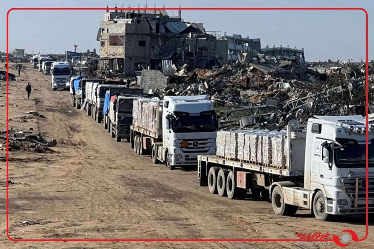 ۵۰ کامیون حامل کمک‌های انسانی وارد نوار غزه شد