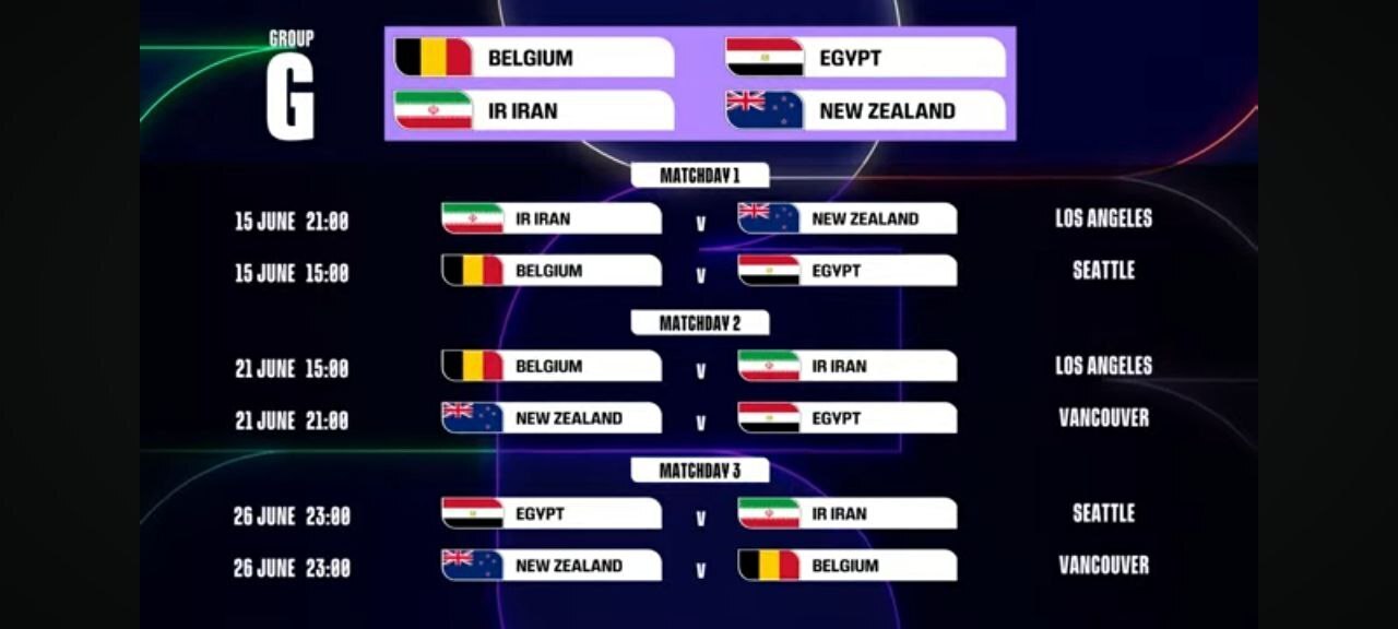 زمان و مکان بازیهای تیم ملی در مرحله گروهی جام جهانی ۲۰۲۶ رسما اعلام شد زمان و مکان بازیهای تیم ملی در مرحله گروهی جام جهانی ۲۰۲۶ رسما اعلام شد
