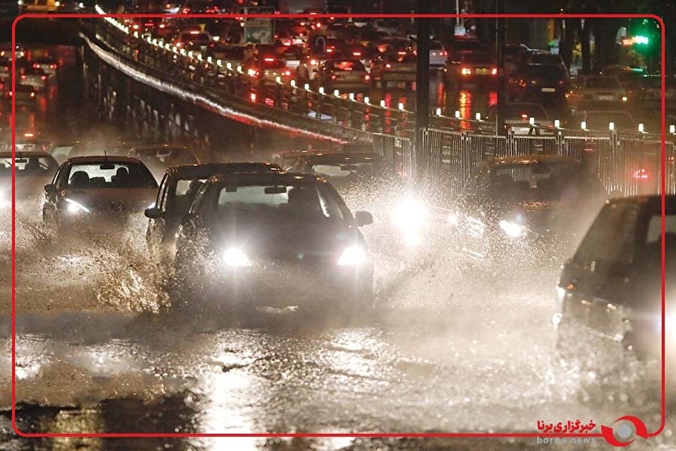 بارش شدید باران هم‌اکنون در تهران