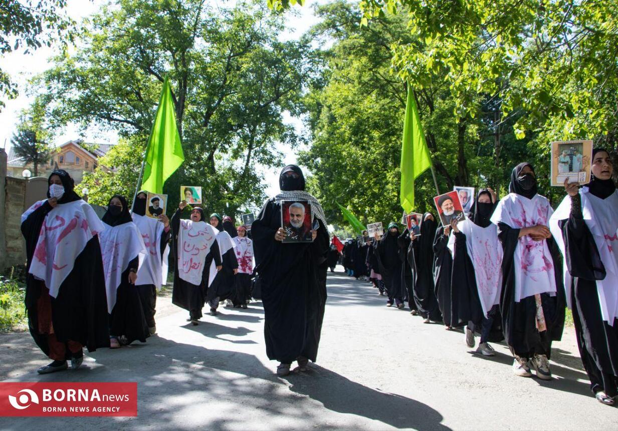 راهپیمایی زنان کشمیری به یاد شهید سید ابراهیم رئیسی