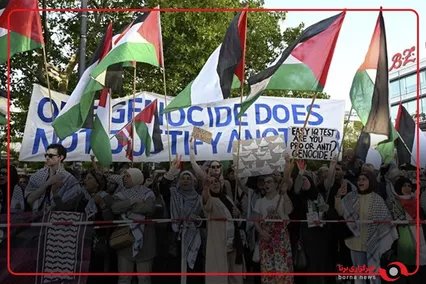 تظاهرات گسترده در برلین آلمان در سومین سالگرد طوفان الاقصی