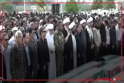 اقامه نماز بر پیکر شهدای مدرسه شجره طیبه میناب