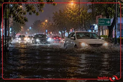 بارش شدید باران در رشت