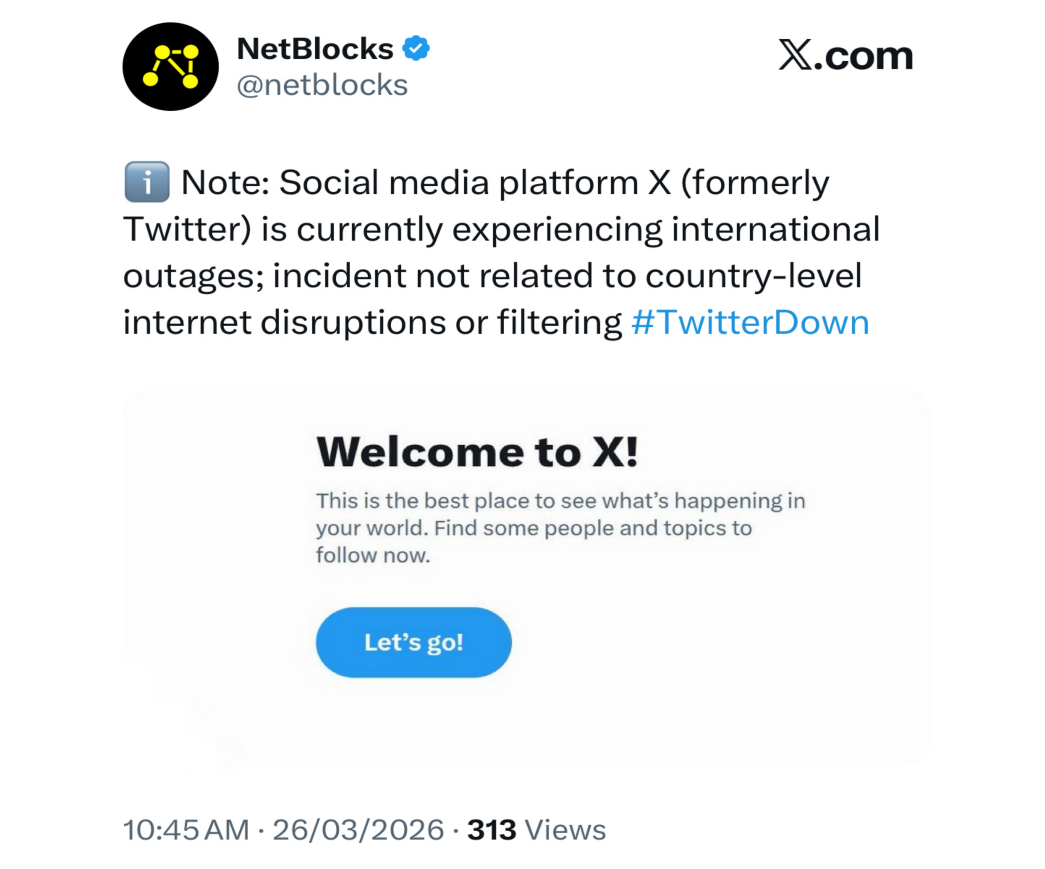 اختلال گسترده در ایکس