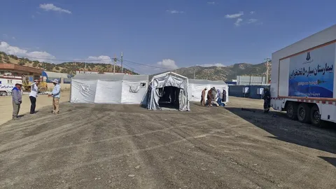 آغاز بکار بیمارستان سیار ۵۰ تختخوابی در مرز باشماق مریوان 