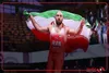دور افتخار زارع با پرچم ایران