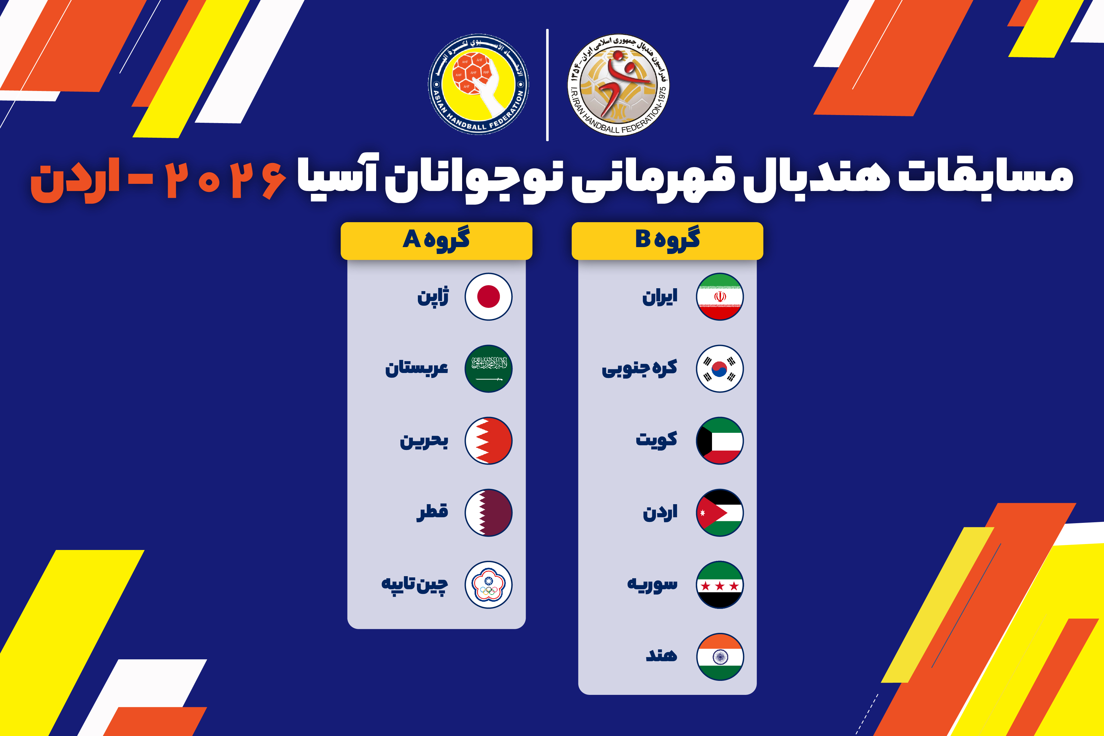 حریفان تیم ملی هندبال نوجوانان در قهرمانی آسیا مشخص شدند حریفان تیم ملی هندبال نوجوانان در قهرمانی آسیا مشخص شدند