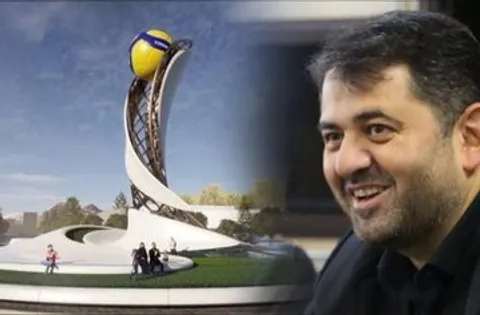 المان والیبال در یکی از میادین ارومیه نصب می‌شود