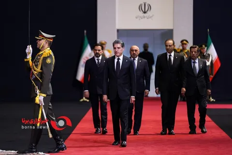 حضور «نچیروان بارزانی» رئیس اقلیم کردستان عراق در مراسم بدرقه پیکر رهبر شهید ایران