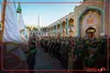 تصاویری از آیین تعویض پرچم ایوان طلای حرم مطهر امیرالمؤمنین علی، در آستانه فرارسیدن میلاد حضرت رسول اکرم و امام جعفر صادق