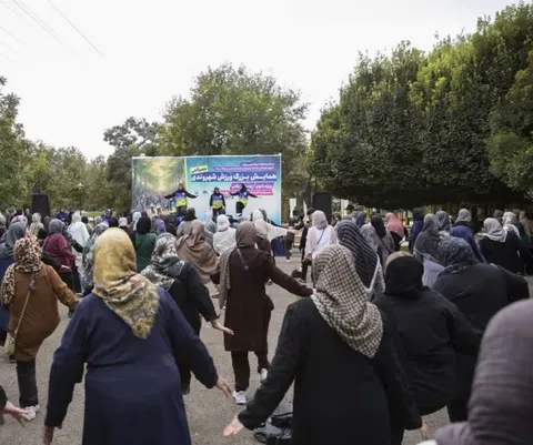 همایش ورزش شهروندی بانوان در بوستان نرگس قزوین برگزار شد