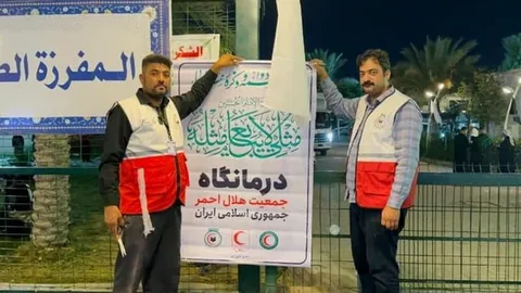 درمانگاه هلال‌احمر هرمزگان در کوفه به زائران اربعین خدمت‌رسانی می‌کند
